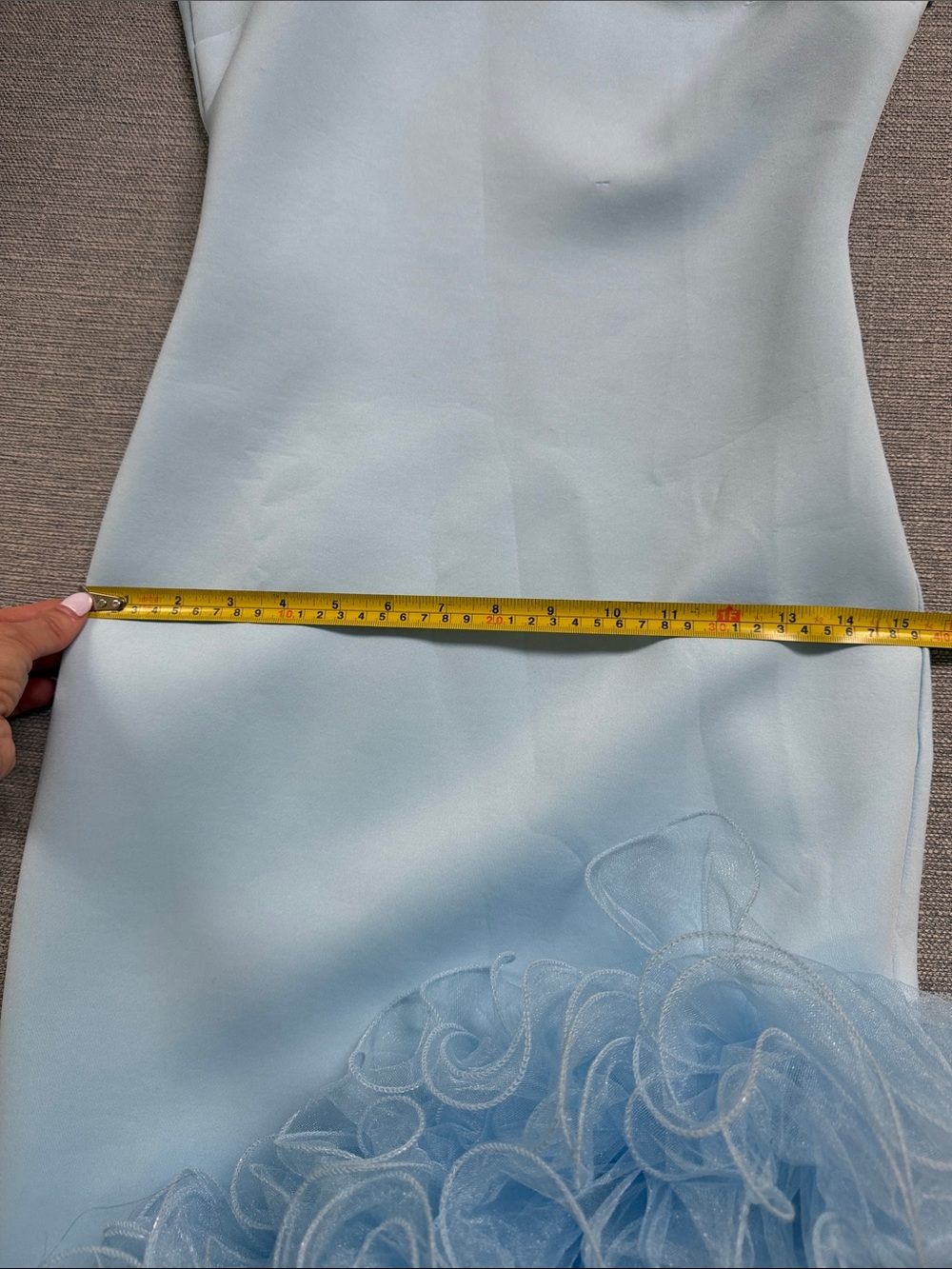 Light Blue One-Shoulder Ruffle Hem Dress - Picture 12 of 13